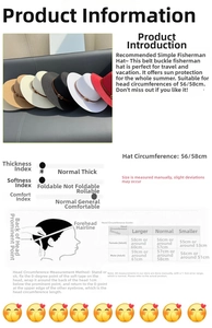 Detailed sizing guide and head measurement chart for women's flat top summer straw hat