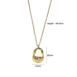 Detail of 14k gold plated necklace with 40+5cm chain length and organic hollow pendant