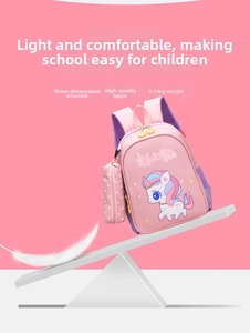Lightweight 0.34kg pink unicorn kids backpack with premium water-resistant fabric detail