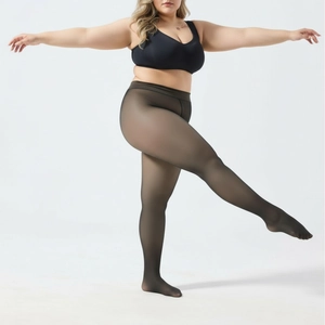 Macro shot showing high elasticity and sheer skin effect of plus size black tights