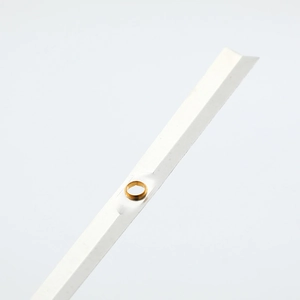 Minimalist quartz clock hands set with a refined golden metal eyelet and silver finish