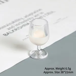 Miniature glass cup with white liquid, 38x21mm resin milk model for DIY crafts