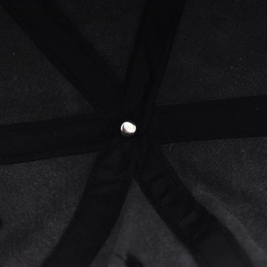 Detailed macro view of the internal crown with reinforced webbing and metal rivet on baseball cap