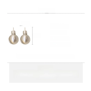 Detail of 1.1cm silver-tone copper ball earrings with sterling silver pins and dimensions