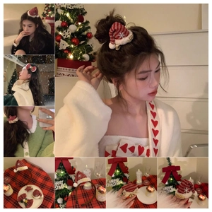 Christmas Hair Clips Headband Mini Santa Hat Reindeer Antlers Plush Bow Festive Party Hair Accessories For Women Girls