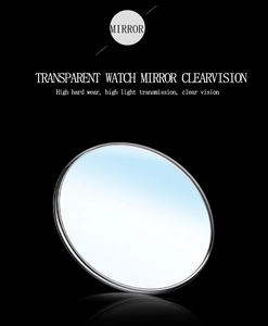 Macro view of high-hardness watch glass with blue reflection and high transparency