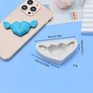 Winged heart silicone fondant mold for cake decorating and DIY crafts with dimensions