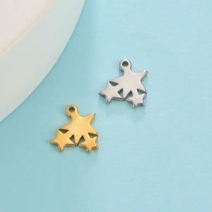 Gold and silver triple star charms for DIY bracelets and earrings jewelry making
