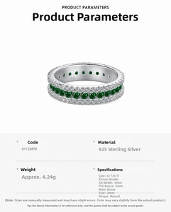 Detail of S925 sterling silver ring featuring green zircon inlay and etched hallmark