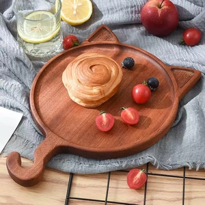Cat-shaped ebony wood cutting board with hanging hole for kitchen and serving