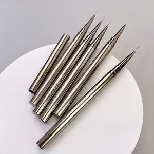 Set of 5 professional nail art liner brushes with lightweight metal gunmetal handles