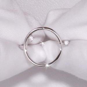 Minimalistischer geometrischer S925 Sterling Silber Ring mit zwei funkelnden Zirkonia