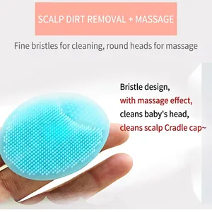Soft light blue silicone baby hair wash brush for scalp massage and deep cleaning