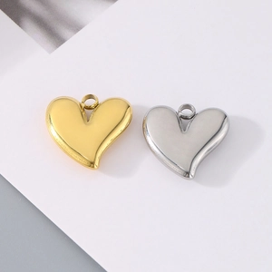 Ciondoli a cuore 3D in acciaio inossidabile oro e argento per la creazione di gioielli