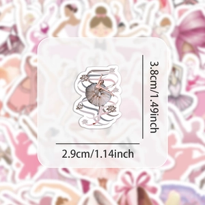Pink ballet girl graffiti stickers for laptop and guitar with dimensions 3.8x2.9cm