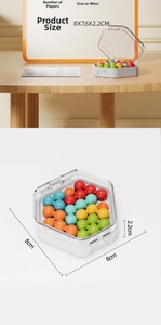 Detail showing 8x7.6x2.2cm dimensions for kids IQ bead puzzle in a clear case