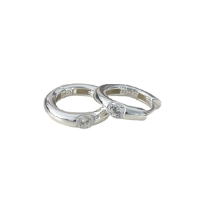 Minimalist S925 sterling silver hoop earrings featuring a single round zircon stone