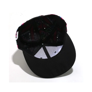 Detailed view of internal lining and washing label of the colorful hip hop flat brim cap