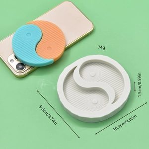 Yin Yang Tai Chi square silicone mold for DIY crafts with product size and weight specs
