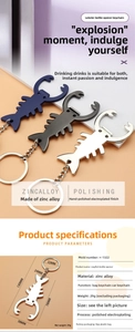 Detailed lobster shape bottle opener keychain made of polished zinc alloy metal