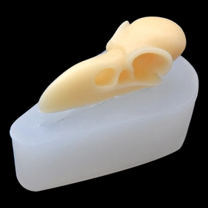 DIY bird skull silicone mold for cake fondant and resin casting on black background