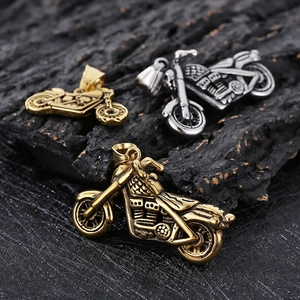 Hip Hop Motorcycle Pendant Necklace Stainless Steel Punk Motorbike Jewelry For Men Cool Biker Style