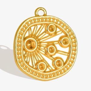 Sunburst Round Pendant Charms 304 Stainless Steel DIY Jewelry Making Findings Niche Irregular Design For Necklace