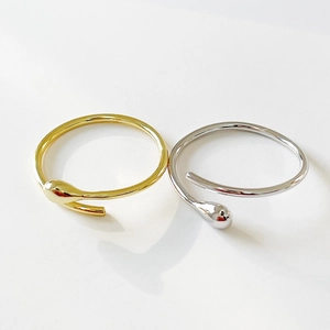 925 Sterling Silver Ring Minimalist Open Adjustable Water Drop Shape Fine Line Jewelry For Women
