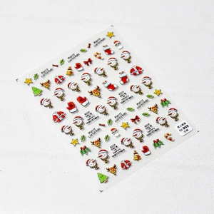 Détail d'autocollants 5D de Noël pour ongles avec motifs de bonhomme de neige et cerf