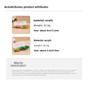 Detailed size and weight chart for colorful geometric C-shaped acrylic hoop earrings