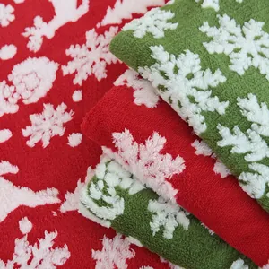 Christmas snowflake plush fleece wrapping paper in festive red and green colors