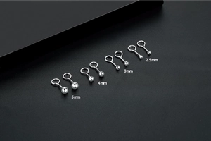 Detailed comparison of S999 sterling silver ball studs in 2.5mm, 3mm, 4mm, and 5mm sizes