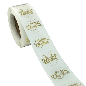 Transparent gold foil Merry Christmas self-adhesive stickers for gift decoration