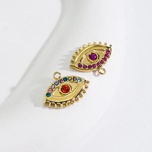 14k gold-plated evil eye pendants with colorful rhinestones for jewelry making