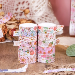 Floral dream gold foiled washi tape set for scrapbooking and creative DIY decor