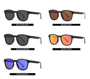 Classic TR sunglasses displayed in five matte frames with assorted color lenses