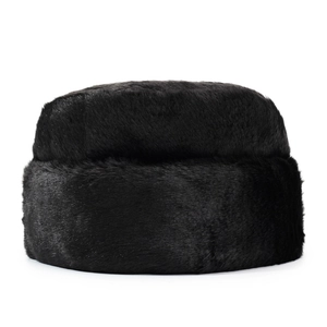 Men's winter faux fur landlord hat in deep black for outdoor cold protection