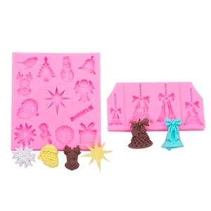 Christmas silicone mold set for chocolate with Santa, reindeer and tree shapes
