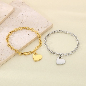 Heart Pendant Link Bracelet Stainless Steel Minimalist INS Style Fashion Jewelry For Women