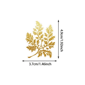 50Pcs stickers PET plantes dorées avec taille 4.9x3.7cm pour bouteille et bagage
