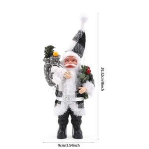 Detailed view of 8-inch plush Santa doll showing height and width measurement dimensions