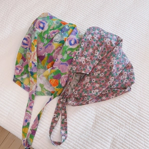 Vintage cotton floral tote bag with bright abstract patterns and soft flower prints