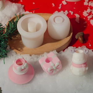 Silikonformen-Set für Weihnachts-Schneemann- und Elch-Kerzen zum Selbermachen von Deko