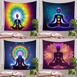 Polyester Yoga Meditation Tapestry Wall Hanging Seven Chakra Mandala Galaxy Bohemian Zen Spiritual Home Decor