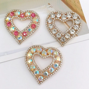 Hollow Heart Shape Alloy Rhinestone DIY Jewelry Making Accessories For Shoe Charms Phone Case Decor Sparkling Luxury