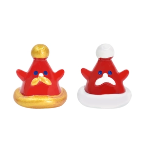 Figurine de Noël en résine avec chapeaux de Père Noël dansants en doré et blanc