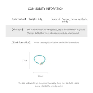 Detailed size chart for vintage turquoise bead bracelet with dimensions and 4.7g weight