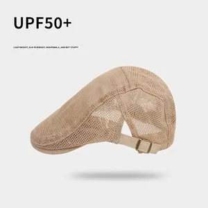Khaki mesh ivy cap for men and women, breathable summer sun hat with UPF 50+ protection