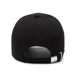 Casquette baseball noire unisexe avec visière longue et boucle métallique argentée ajustable