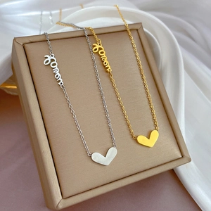 Collana Con Pendente A Cuore Minimalista In Acciaio Al Titanio Lettera Forever Love Dream Placcato Oro Per Donna